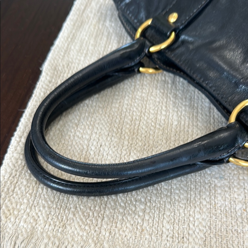Prada Black Leather Tote with Gold Hardware Accents - Picture 14 of 17